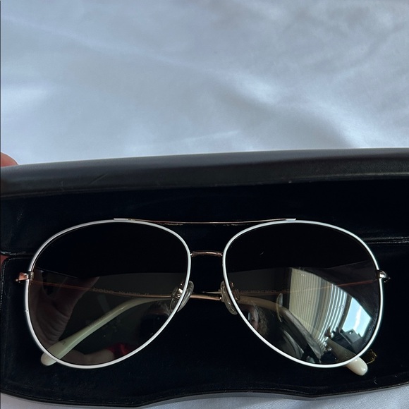 Bebe Aviator Sunglasses with Swarovski Crystals White/Gold tone Frame BB7225SC main image 11